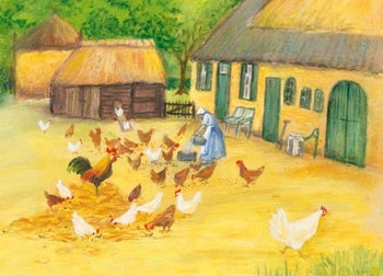 Hens in the Farmyard Postcard