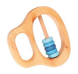 Rattle with 5 small rings, blue